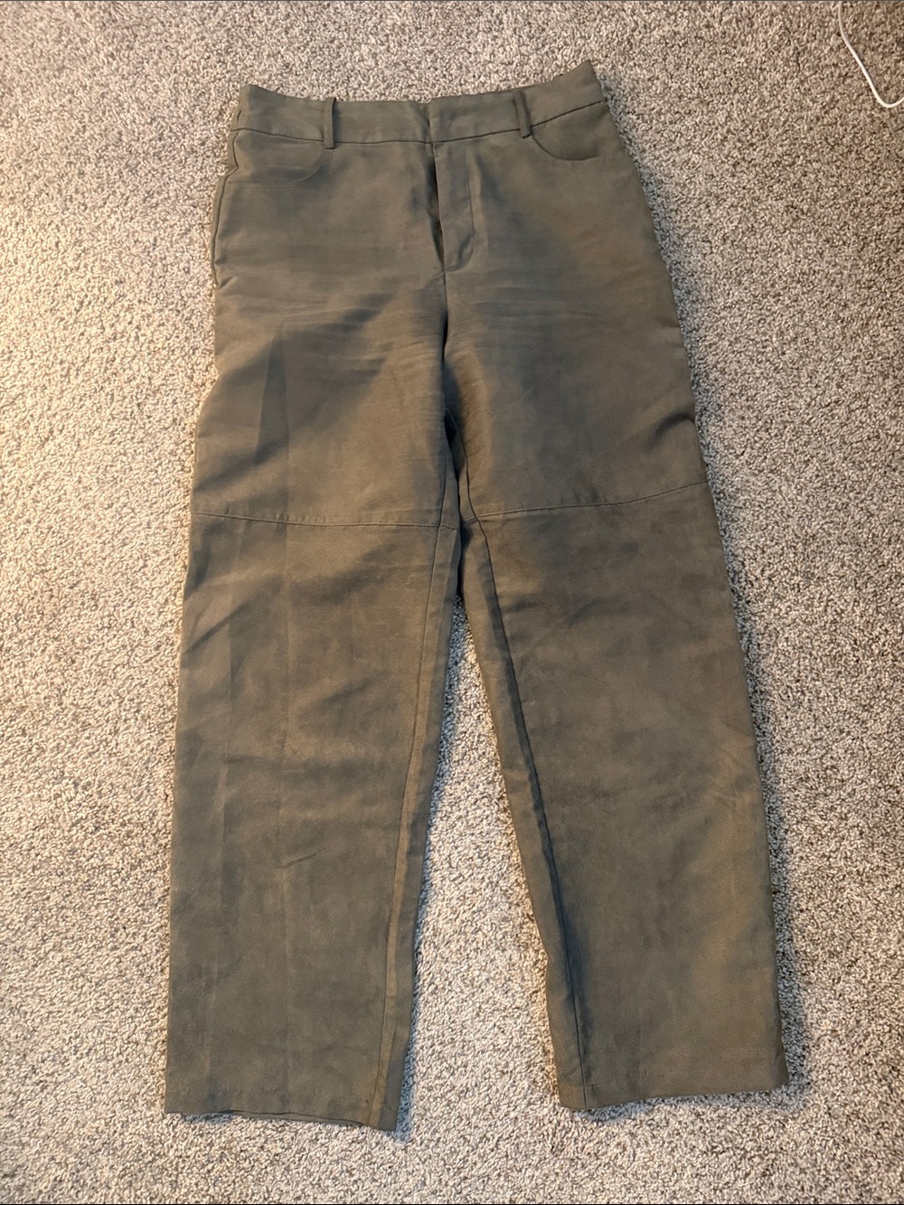 Zara Olive Green Casual Pants - Classic Straight Fit